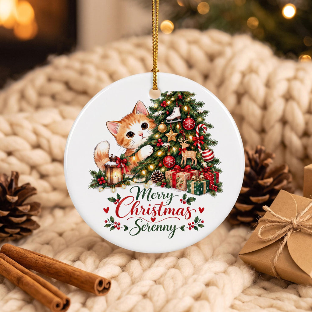 Personalized Christmas Ornament, Custom Cat Ornament, Pet Memorial Keepsake, Cat Lover Gift, Holiday Tree Decoration, Christmas Gift