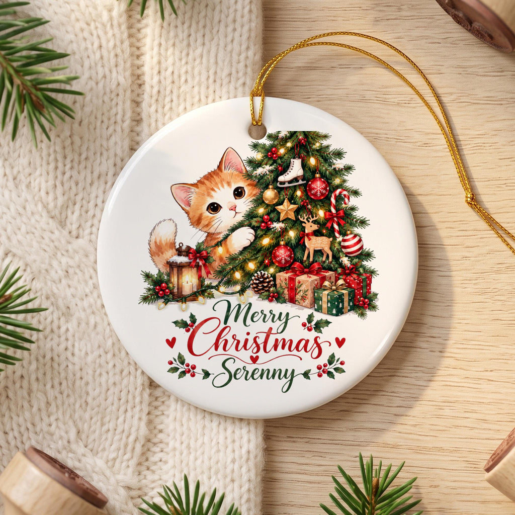 Personalized Christmas Ornament, Custom Cat Ornament, Pet Memorial Keepsake, Cat Lover Gift, Holiday Tree Decoration, Christmas Gift