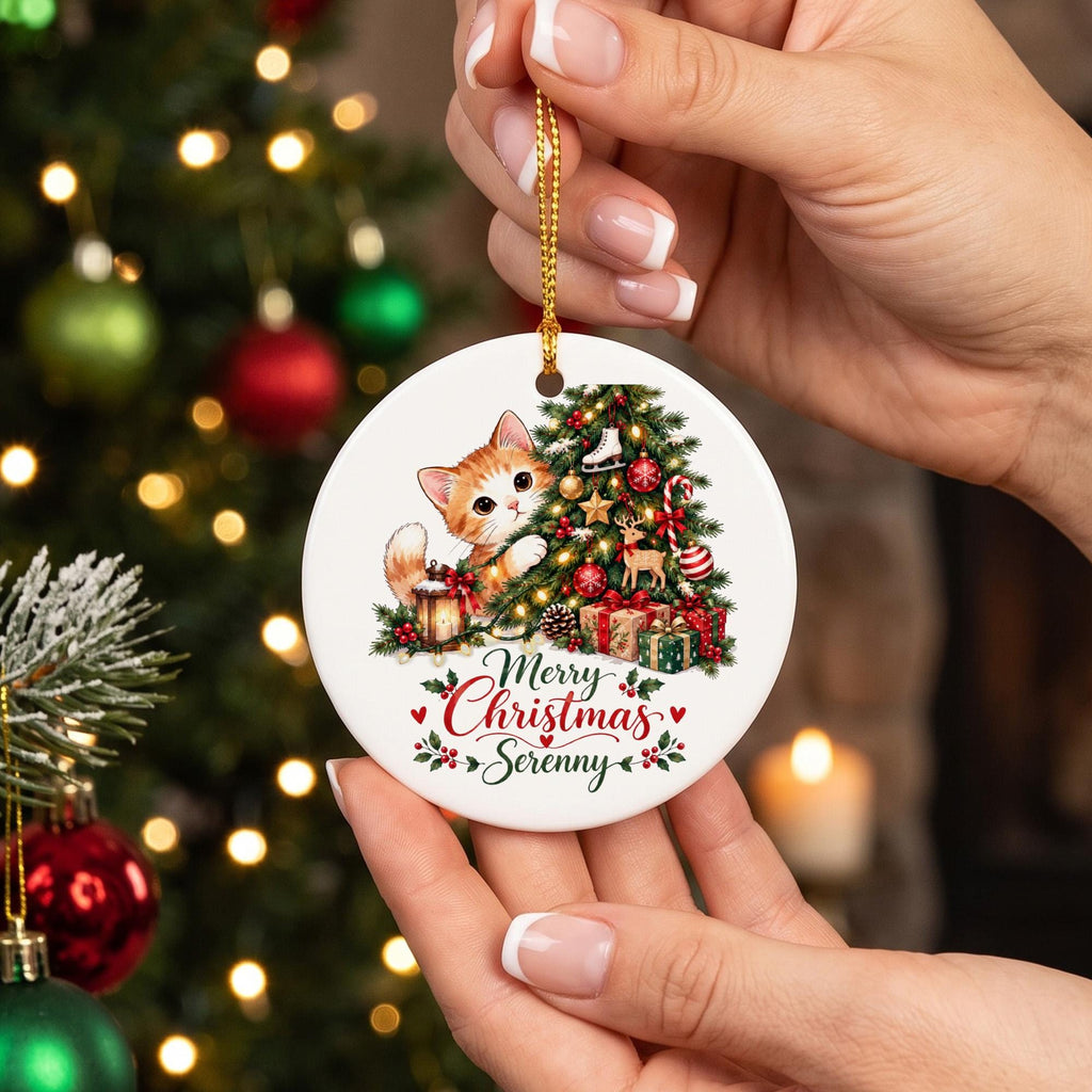 Personalized Christmas Ornament, Custom Cat Ornament, Pet Memorial Keepsake, Cat Lover Gift, Holiday Tree Decoration, Christmas Gift image 1