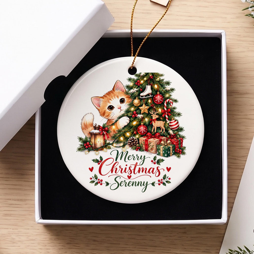 Personalized Christmas Ornament, Custom Cat Ornament, Pet Memorial Keepsake, Cat Lover Gift, Holiday Tree Decoration, Christmas Gift