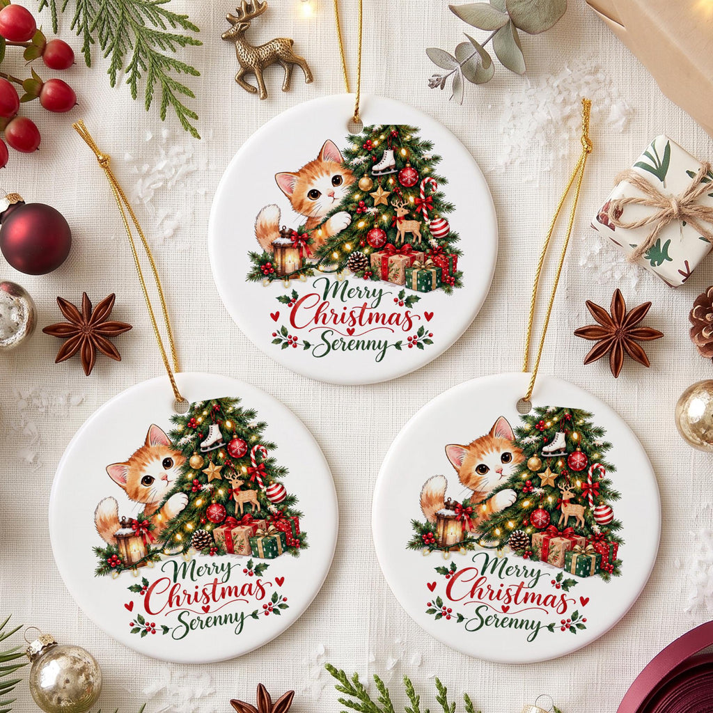 Personalized Christmas Ornament, Custom Cat Ornament, Pet Memorial Keepsake, Cat Lover Gift, Holiday Tree Decoration, Christmas Gift