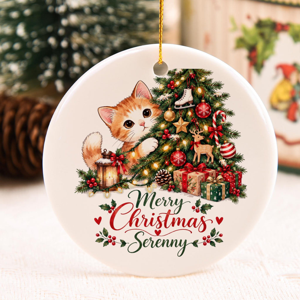 Personalized Christmas Ornament, Custom Cat Ornament, Pet Memorial Keepsake, Cat Lover Gift, Holiday Tree Decoration, Christmas Gift