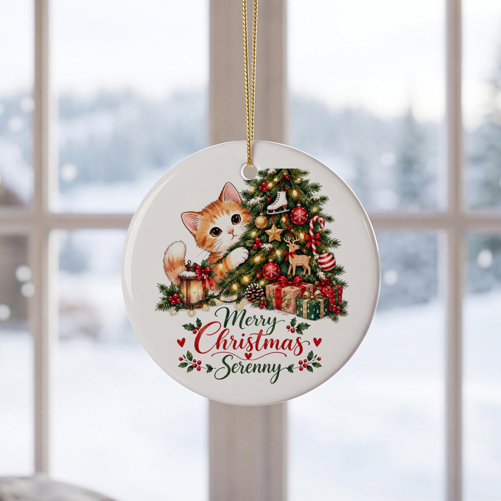 Personalized Christmas Ornament, Custom Cat Ornament, Pet Memorial Keepsake, Cat Lover Gift, Holiday Tree Decoration, Christmas Gift