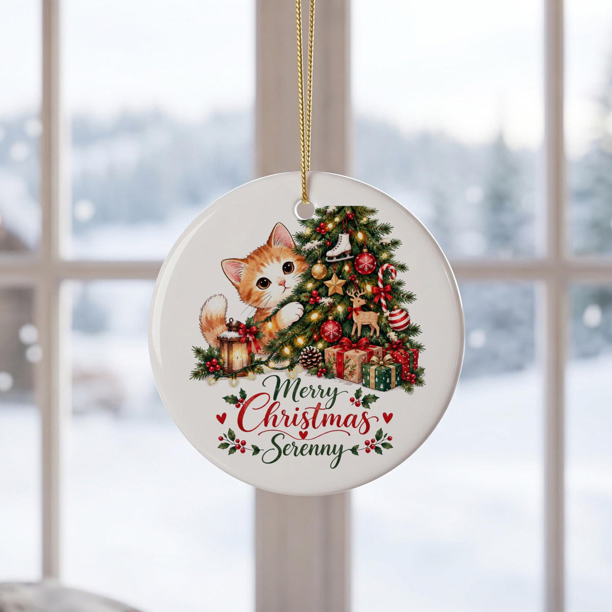 Personalized Christmas Ornament, Custom Cat Ornament, Pet Memorial Keepsake, Cat Lover Gift, Holiday Tree Decoration, Christmas Gift