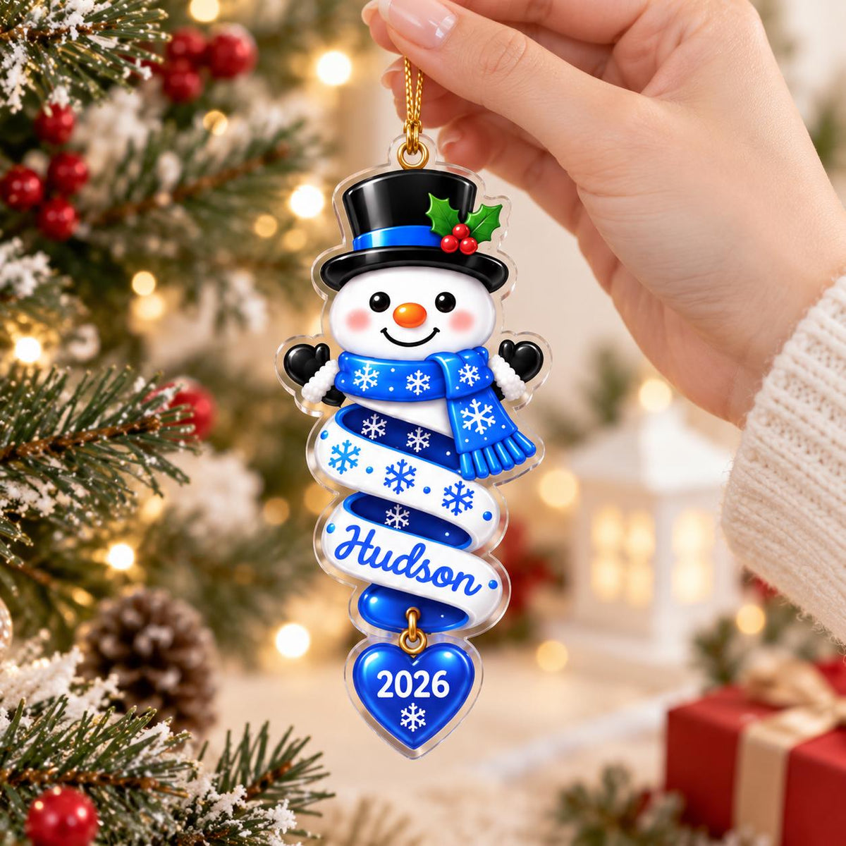 Personalized Christmas Spiral Ornament, Custom Kids Name 2D Flat Acrylic Ornament, Stocking Tag for Christmas, Kids Christmas Gift