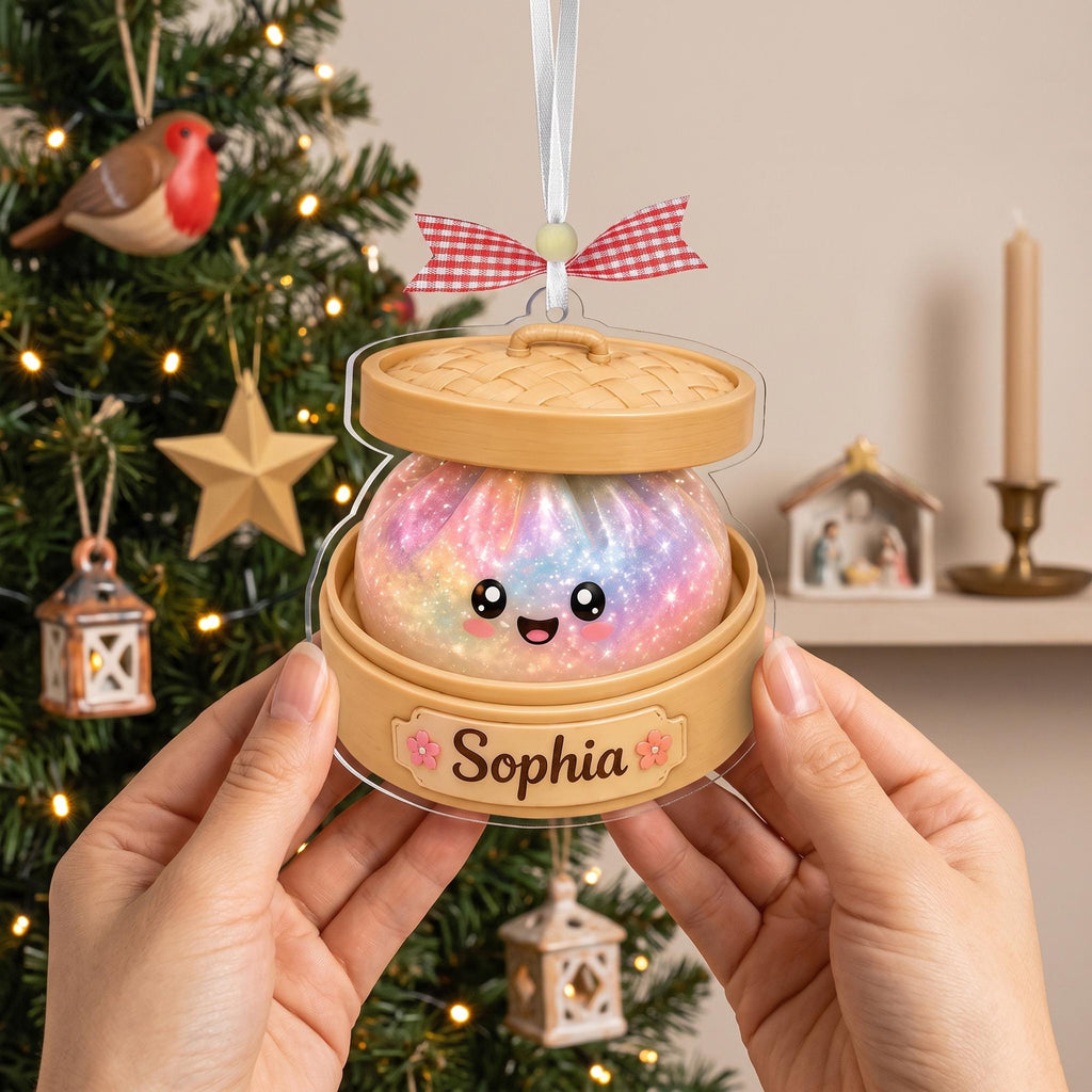 Personalized Dumpling Ornament, Dumpling Lover Keepsake, Custom Acrylic Ornament for Christmas, Birthday, Family and Friends