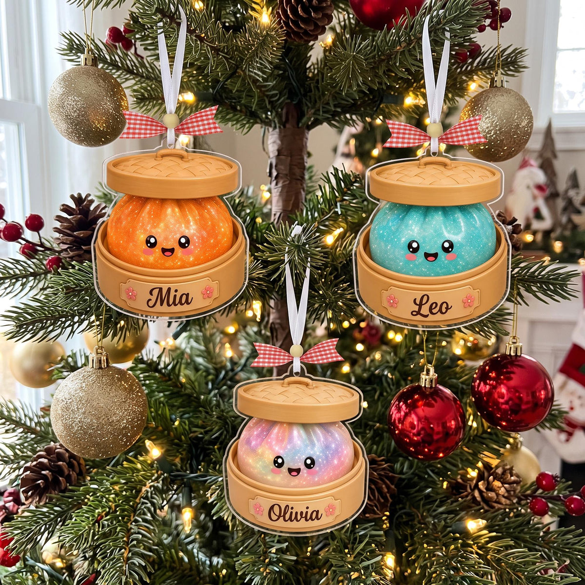 Personalized Dumpling Ornament, Dumpling Lover Keepsake, Custom Acrylic Ornament for Christmas, Birthday, Family and Friends