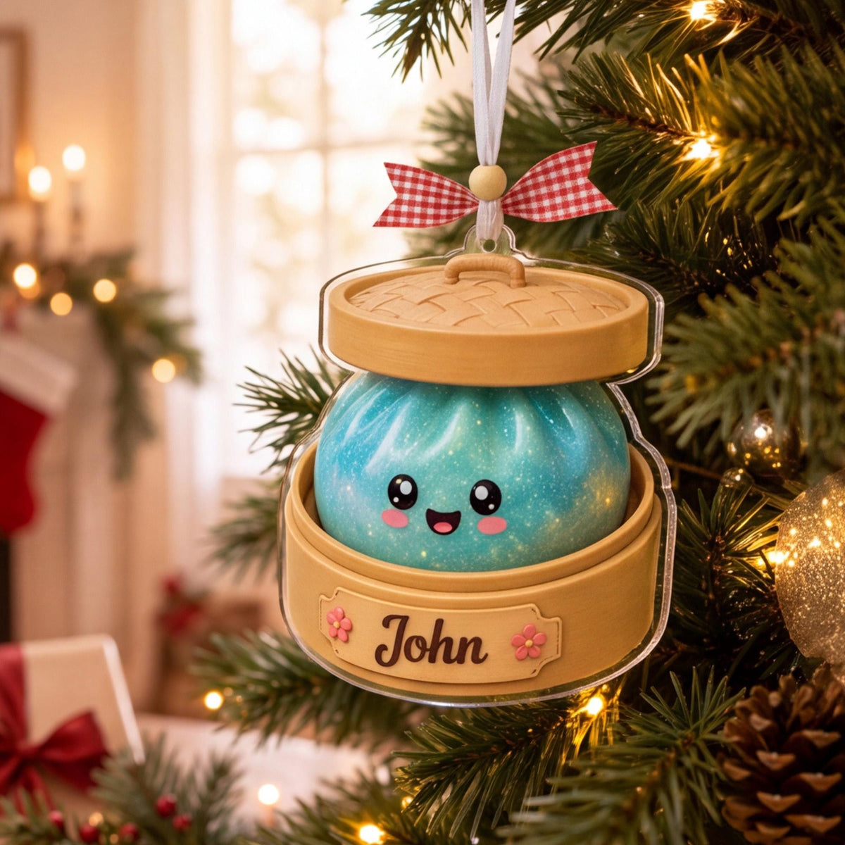 Personalized Dumpling Ornament, Dumpling Lover Keepsake, Custom Acrylic Ornament for Christmas, Birthday, Family and Friends