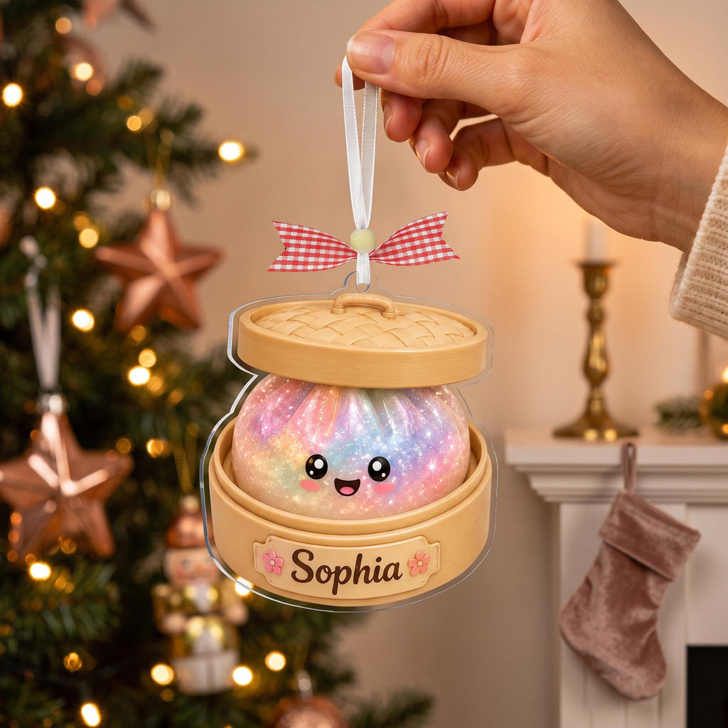 Personalized Dumpling Ornament, Dumpling Lover Keepsake, Custom Acrylic Ornament for Christmas, Birthday, Family and Friends