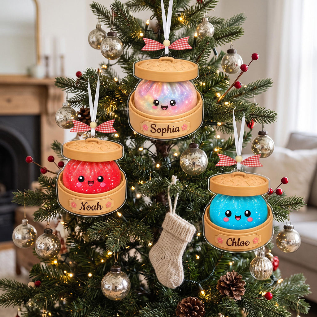 Personalized Dumpling Ornament, Dumpling Lover Keepsake, Custom Acrylic Ornament for Christmas, Birthday, Family and Friends