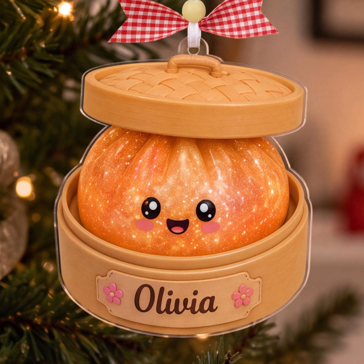 Personalized Dumpling Ornament, Dumpling Lover Keepsake, Custom Acrylic Ornament for Christmas, Birthday, Family and Friends