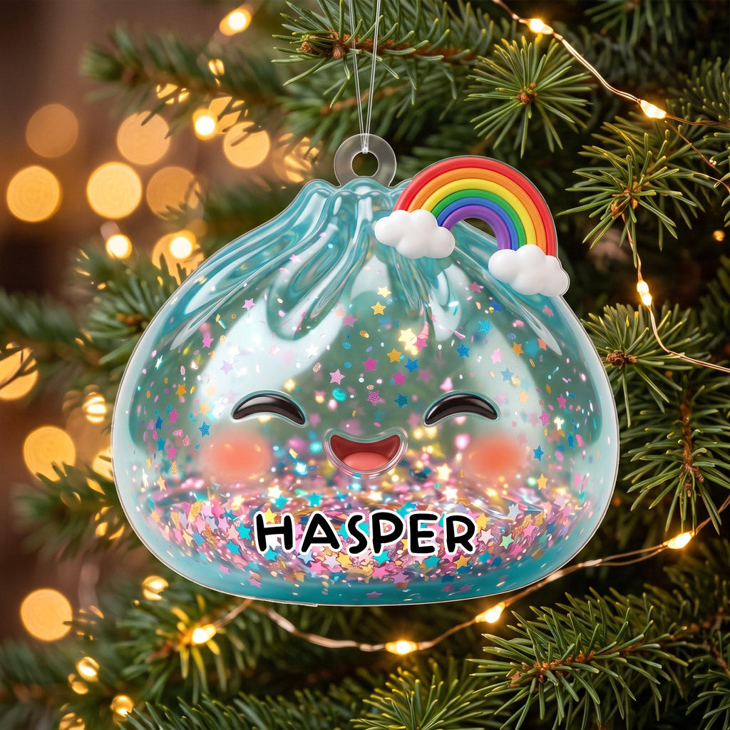 Personalized Name Glitter Dumpling Ornament, Cute Kawaii Christmas Tree Decor, Cute Squishy Dumpling Lover Gift, Year Of Squishy Ornament