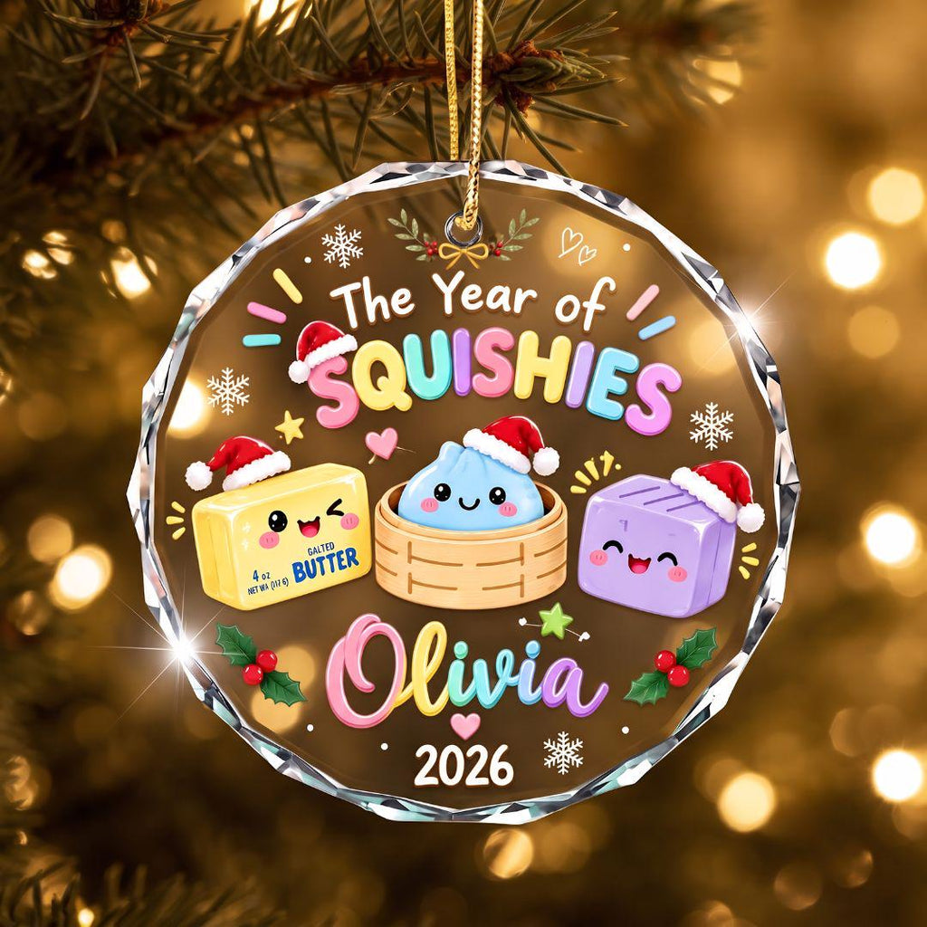 Personalized Custom Name Year of Squishies Ornament, Custom Name Kids Ornament, Year Of Squishy Hunting Gift, Cute Viral Dumpling Stocking S