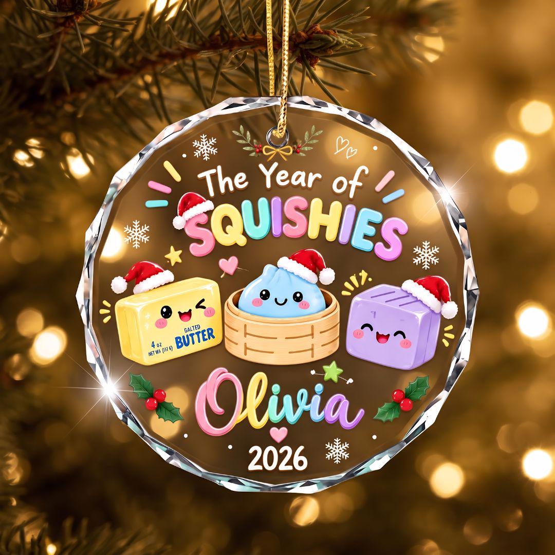 Personalized Custom Name Year of Squishies Ornament, Custom Name Kids Ornament, Year Of Squishy Hunting Gift, Cute Viral Dumpling Stocking S