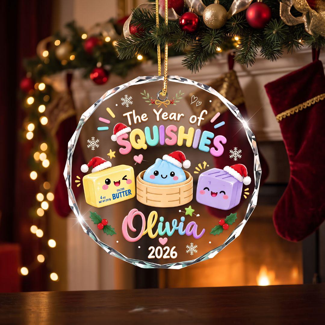 Personalized Custom Name Year of Squishies Ornament, Custom Name Kids Ornament, Year Of Squishy Hunting Gift, Cute Viral Dumpling Stocking S