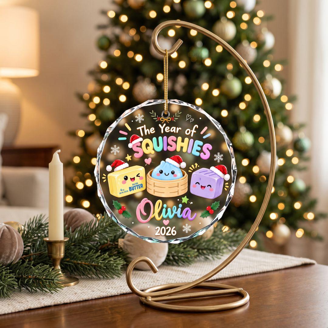 Personalized Custom Name Year of Squishies Ornament, Custom Name Kids Ornament, Year Of Squishy Hunting Gift, Cute Viral Dumpling Stocking S