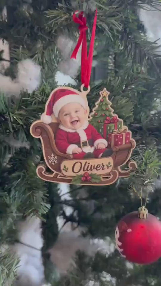 Personalized Baby First Christmas Ornament 2026, Custom Photo Wooden Gift Box Ornament, Newborn Keepsake, New Parents Holiday Gift	COBILUMIE116